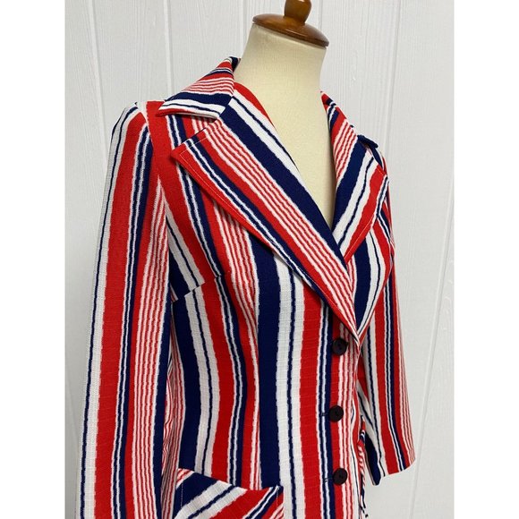 Vintage 60s  Union Made Jon Peters women's blazer striped button front size 9/10 - Picture 11 of 16